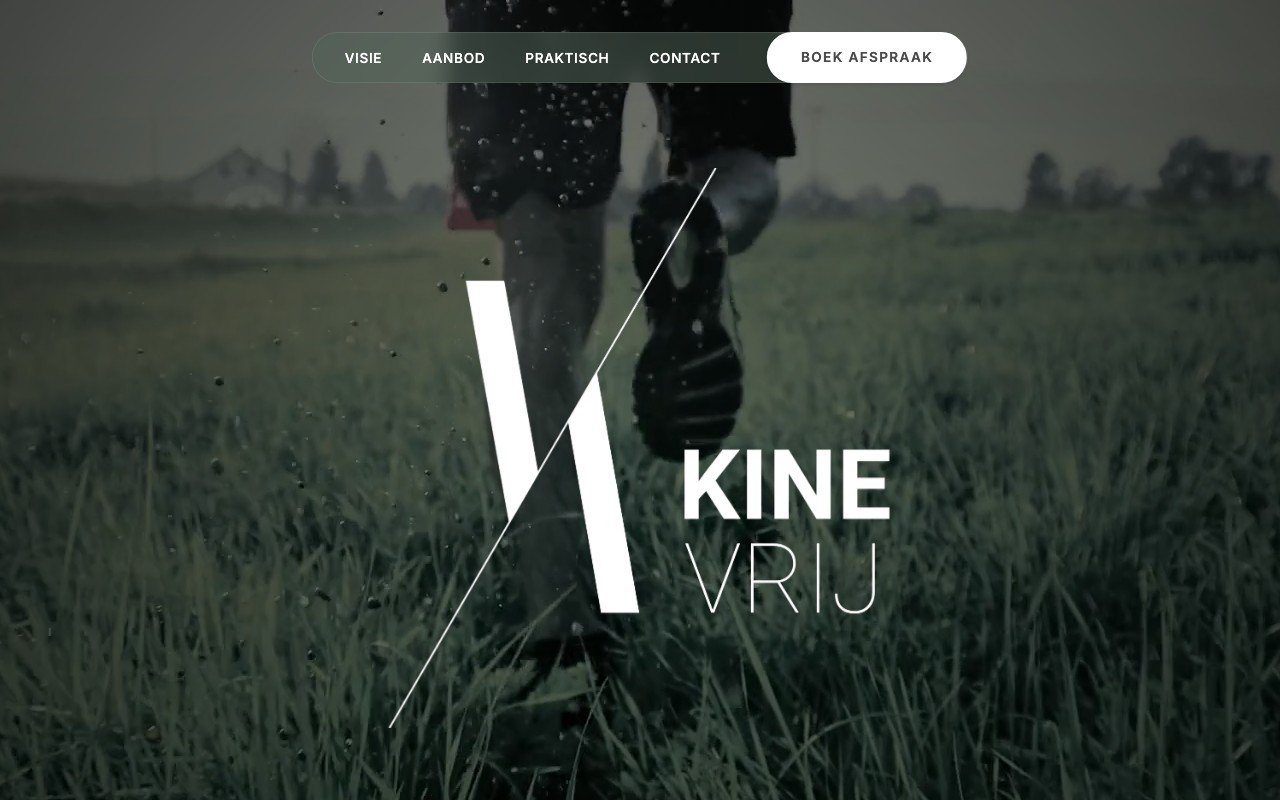 Kine Vrij — screenshot van de website van de kinesitherapiepraktijk